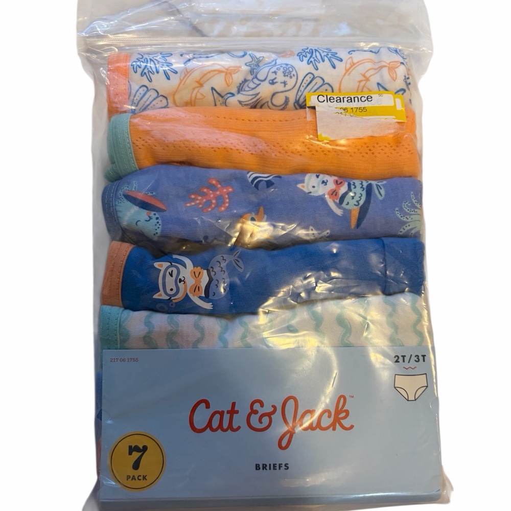 Cat & Jack Sea Creature Briefs - Blue, Aqua & Orange Accents - 7 Pack